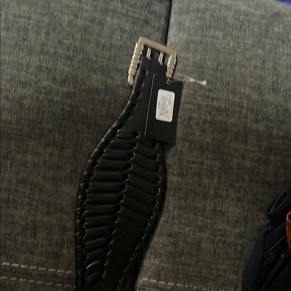 Black Woven Belt with Silver Buckle